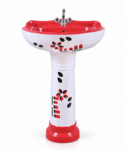Red Designer Ceramic Pedestal Wash Basin – Floral Collection