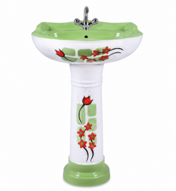 Green Designer Ceramic Pedestal Wash Basin