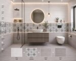 Modern Grey Bathroom Design with Moroccan Pattern Tiles